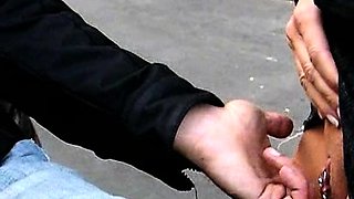 Busty Czech amateur fucks outdoor in public
