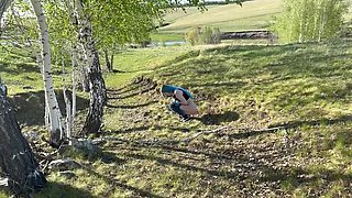 Busty Russian Teen LapkaLu Gets Creampie in Forest - Outdoor Sex with Classmate