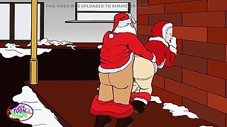 Sex-starved Santa is publicly fucked by a bully on the street