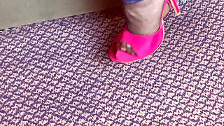Mrs Mature Feet wearing her stinky old black work tights