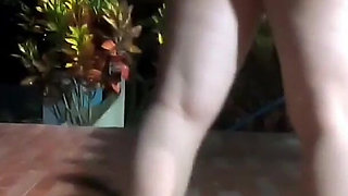 Female Masturbation by the Pool with a Dildo