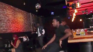 Dumb blonde nympho enjoys getting gangbanged by BBC infront of her cuckold