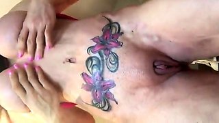 Muscular British MILF with Big Clit and Tattoos