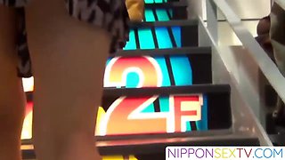 NipponSexTV.com - Asian stunner filmed upskirt by sneaky voyeur outdoors