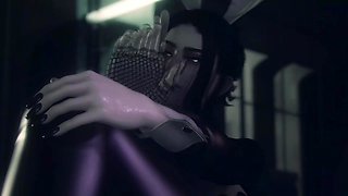 3d cartoon French fantasy - Man wields bold prowess to satisfy lusty woman in fiery