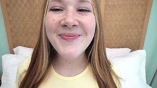 Ginger teen with freckles sucks big cock