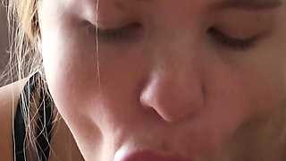 THE BEAUTY SUCKS MY COCK SUPERBLY AND AS A REWARD I TREATED HER TO MY HOT SPERM!