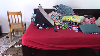 Amateur wife vacuums the house. A sexy stepmom has fun naked with roses.