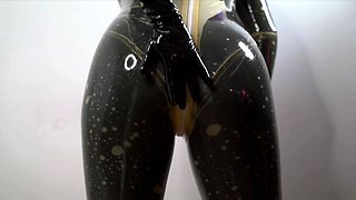 two women fetish latex asslicking and anal mff