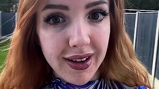 Blonde and her outdoor solo masturbation