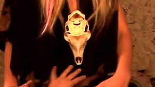 Small tits brunette and blonde lesbian sluts have anal threesome