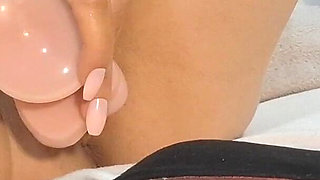 Beautiful Blonde Girl Fucking with a Big Dildo