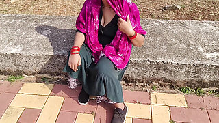 Indian Girlfriend Fucked Outdoor at field By his New Boyfriend, Hot Desi HD Sex Video