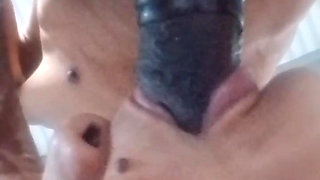 Closed up side view sucking !