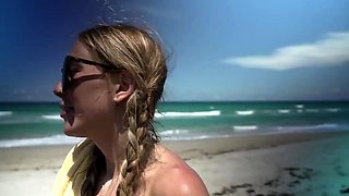 Super hot busty blonde babe fucks a big dick on webcam