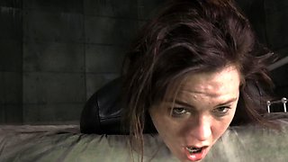 Beautiful Brunette Big Boobs Rides Fake Cock