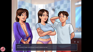 My stepsister with huge tits takes a shower with the door open (Summertime Saga #4) - Jazziuu