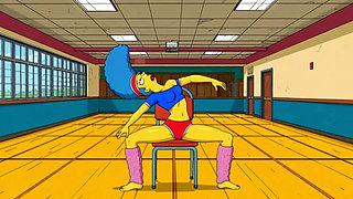 Dirty Orgy of Housewife Mrs. Sinpsom with Old Men at the Casting. Cartoon Parody