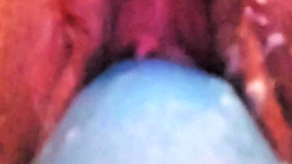 Close up of me fucking a blue dildo