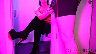 Sexy Business Woman with Boss in Office Restroom for Ripping off Nylon Sex