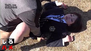 Uncensored beauty in uniform fucks outdoors