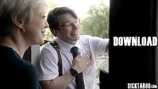 Big breast mom fucks two religious guys