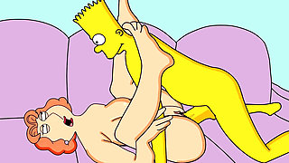 Family Guy Parody The Simpsons Parody 18+ crossover - Bart finally nails his dream milf lois Griffin
