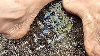 Melove Sexy Dirty Feet with Long Red Toe Nails