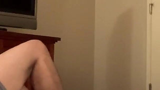Strapped in blonde's ass