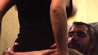 A Lot of Sperm on the Big Breasts of a Young Wife