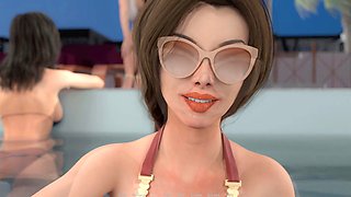 Hotwife cartoon mom with a big booty in an anime adventure