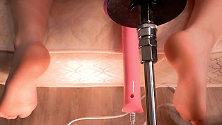 18yo Teen Tries a Fuck Machine with a Monster Dick for the First Time