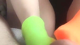 My Feet Are in Colorful Mismatched Socks for Pleasure - Hot Sockjob