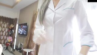 Nurses latex glove handjob