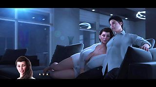 3d hot stepmom during movie night gives a hot blowout to her stepson