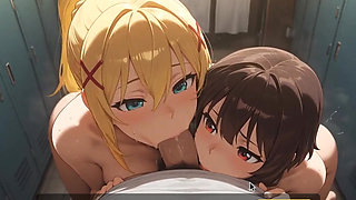 Kazuma Fucks Megumin and Darkness in Konosuba Ai