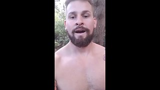 Muscular Guy Rides A Dildo In The Woods