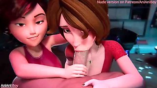 Double MILF Aunt Cass & Helen Big Hero 6 3D Animation Sex with Blowjob and Creampie