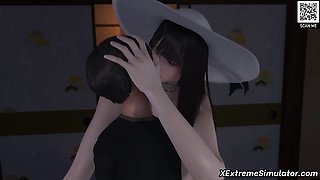 Japanese huge tits 3D MILF handjob