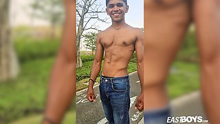 Super cute latino boy with abs and monster dick
