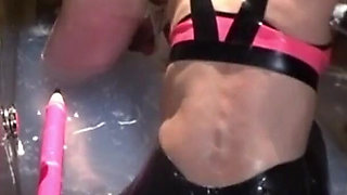 Bathtube Fisting in Latex - Intense Anal Play by Adelina Noir and Fistdude