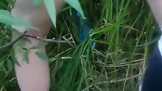 Fucking My Husband with a Huge Dildo in the Woods
