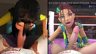 3DGSPOT - Hot Girls Deepthroat A Big Cock In SPLIT-SCREEN COMP! 3D CARTOON PORN!
