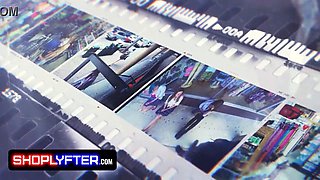 Shoplyfter's No Employee Perks video: Shy shoplifter Mads Flores caught on camera getting drilled by security officer Rusty Nails