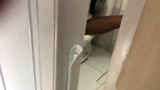 Bruna Black caught masturbating in bathroom - takes two huge facial cumshots