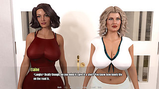 Grandma's house: two MILFs with big tits and a guy with a huge cock