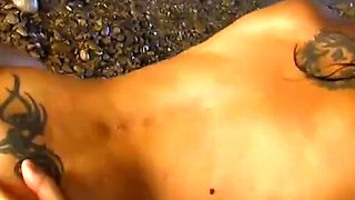 Slutty babe Aris punished on the beach