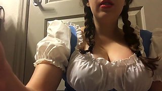 Chubby Brunette Dorothy from Wizard of Oz Smoking Costume Cosplay Pigtails