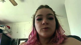 Amateur redhead Jacqueline with glasses masturbates