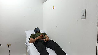 Perverted Doctor Masturbates Cock in the Office